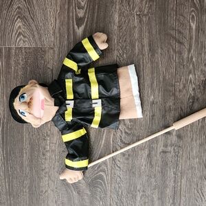 Melissa And Doug Fireman Firefighter Plush Hand Puppet Fire Chief